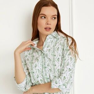 Hill House Green Vine Floral Button Down Shirt